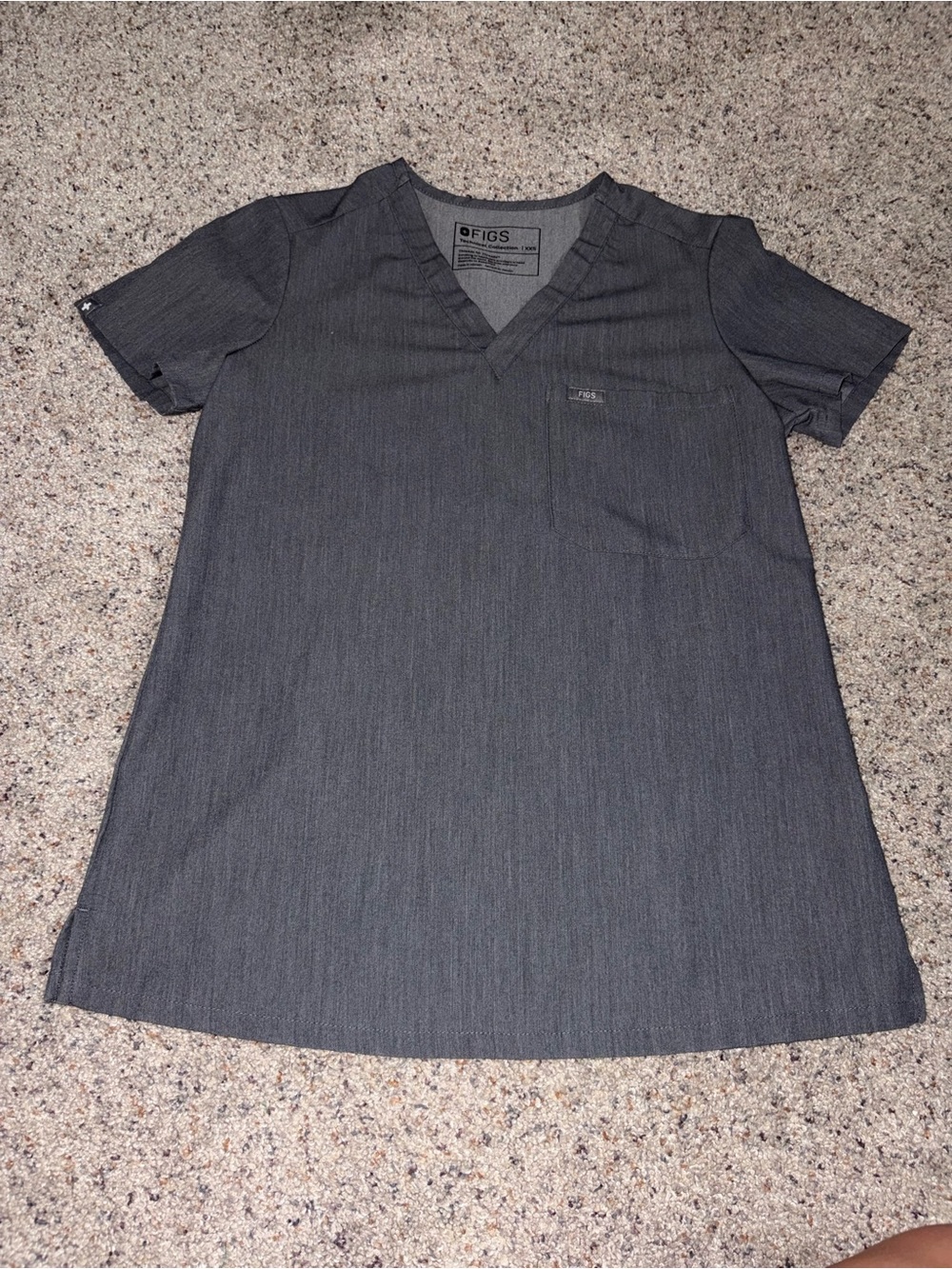 Figs Women's Charcoal Gray V-Neck Short Sleeve Scrub Top
